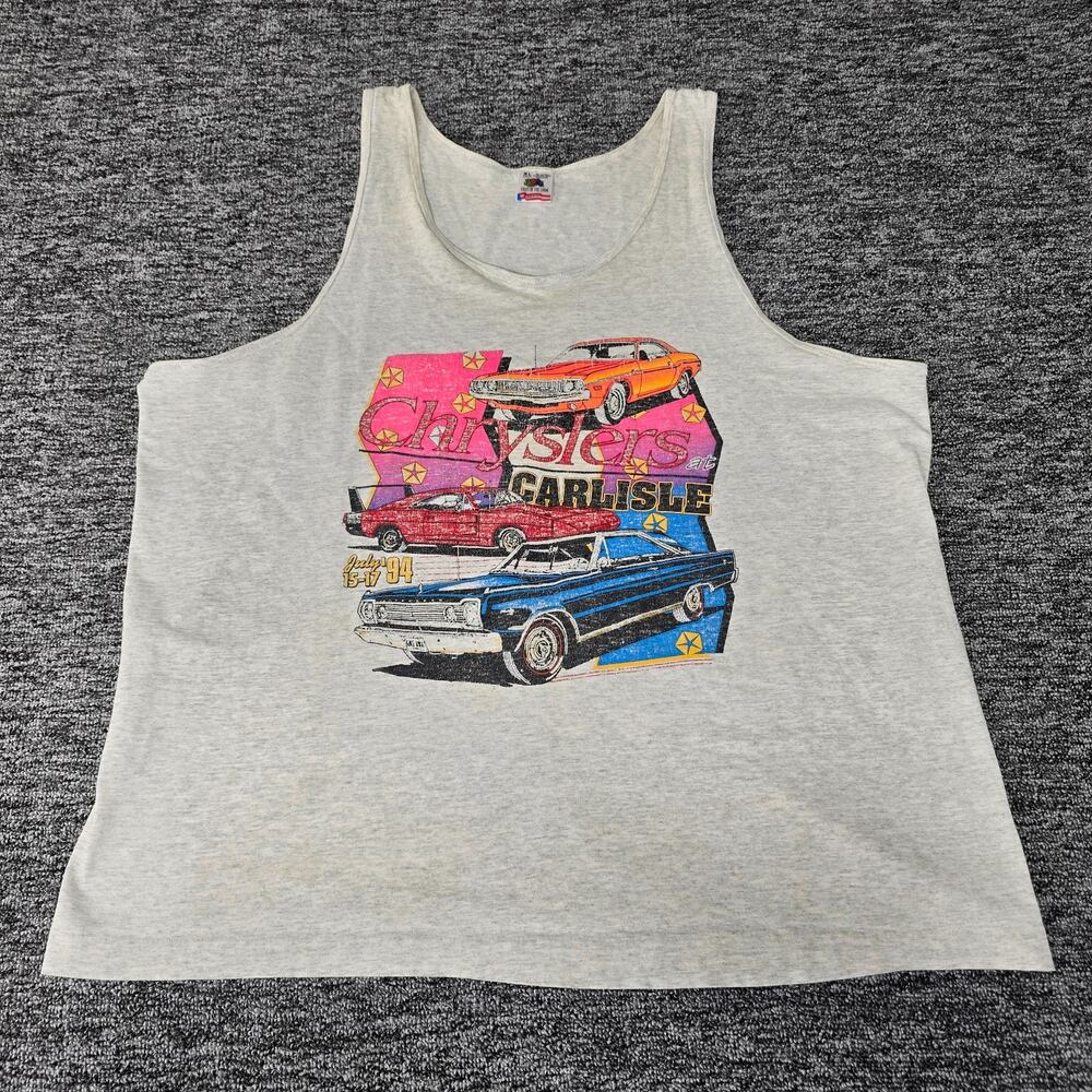 Vtg Fruit of the Loom July 1994 Chryslers Carlisle Tank Men's XL Lt Gray Graphic